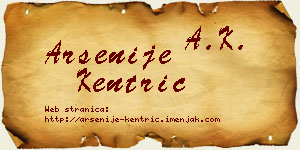 Arsenije Kentrić vizit kartica